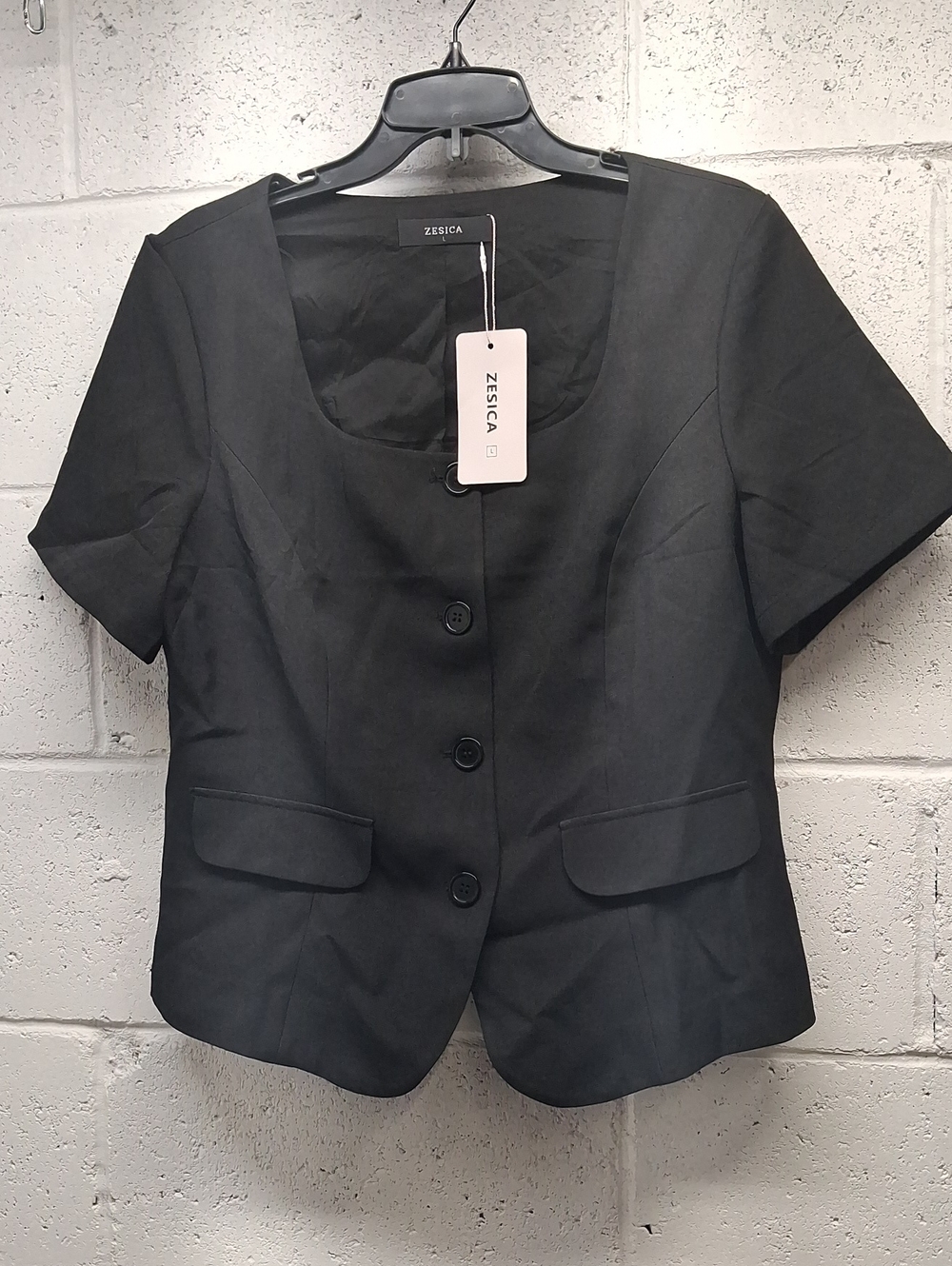NWT Womens Black Zesica Short Sleeve Casual Blazer/blouse